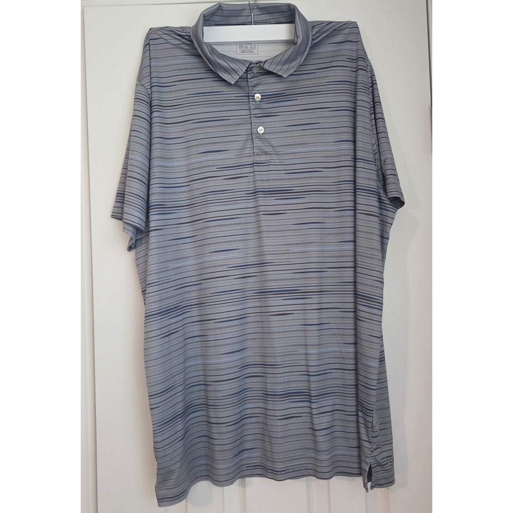 PUMA Mens Moisture Wicking Performance Golf Polo Shirt Gray Blue Geometric XXL